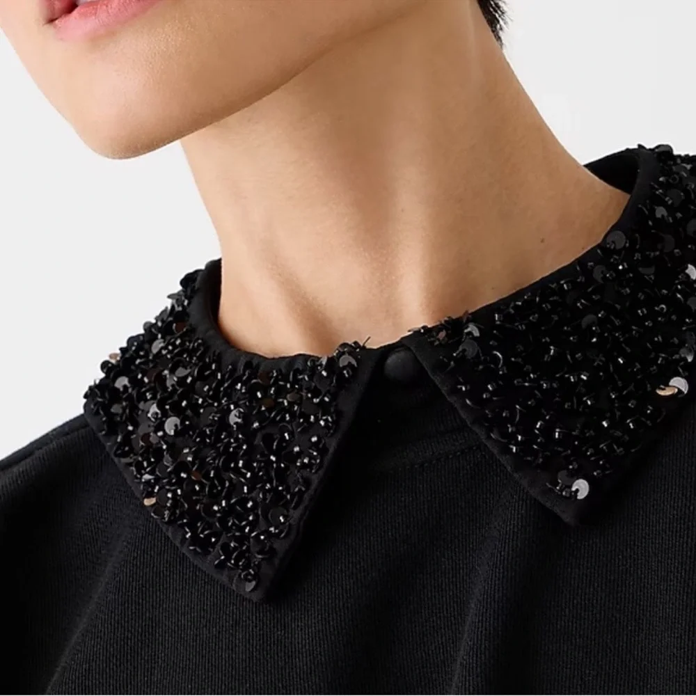 J crew Crewneck sweatshirt with crystal-embellished collar size S